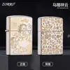Zorro Z902 Níquel Blanco Finamente Tallado Absorbente de Oro Gama Alta Latón Puro Regalo Encendedor de Queroseno