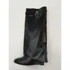 Moda Outono Inverno 2026 Botas de Salto Anabela Simples Europeias e Americanas de Cano Alto Bico Fino Calce Fácil Fivela de Cinto Botas Calça de Salto Alto Botas Femininas