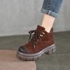 Botas café Maillard usar botas de tobillo de suela gruesa con forro polar diseño otoño e invierno cuero genuino botas Martin moda