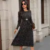 Amazon Aliexpress 2026 Primavera y Otoño Vestido Largo Adelgazante de Manga Larga Floral Artístico para Mujer Transfronterizo