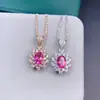 Pingente de Girassol Topázio Rosa Natural Colar Feminino Prata de Lei S925 Conjunto Colar com Pedra Colorida Moda