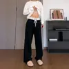Pantalones de chándal con dobladillo curvo para hombre y mujer, pantalones casuales rectos holgados de alta resistencia para primavera y otoño, pantalones deportivos de pierna ancha de estilo americano a la moda