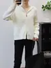 Jaqueta Suéter com Capuz e Zíper Duplo Design Novo Outono/Inverno 2025 Estilo Coreano Solta Estilo Preguiçoso Cardigan de Tricô para Mulheres