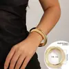 Pulsera Metálica Irregular Transfronteriza con Diseño de Gota de Agua, Superficie Pulida, Banda Ancha, Estilo Europeo y Americano de Moda, Pulsera con Cierre de Resorte Metálico Exagerado