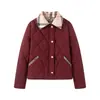 Fabricantes Mayoristas de Ropa para Mujer Transfronteriza Invierno 2025 Estilo Europeo y Americano Solapa Manga Larga Bolsillos Dobles Acolchado Algodón Abrigo