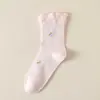 Calcetines Postparto de Algodón Puro para Mujer Zhuji, Estilo Fino Primavera y Verano, Puño Suelto que No Aprieta el Pie, Calcetines de Encaje de Verano para Mujer
