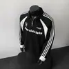 Sudadera tipo polo con media cremallera estilo americano para hombre, nuevo modelo de otoño con estampado de letras, mangas caídas, camiseta de manga larga moderna