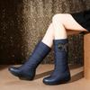 Botas de Nieve Cálidas Engrosadas Nuevas, Botas de Plumas sin Cordones hasta la Pantorrilla, Tallas Grandes 40-44, Estilo Invierno a Prueba de Frío