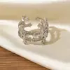 Anillo de Venta Caliente Europeo y Americano Transfronterizo con Apertura Circular, Circonita Microincrustada, Aspecto Elegante y de Alta Gama, Anillo Ajustable y Versátil para el Dedo Índice