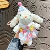 Vestido de princesa de pelúcia original, chaveiro de coelho com orelhas longas, vestido fofo de desenho animado, bolsa de boneca de coelho, pingente, pequeno presente