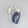 Conjunto de Sudadera Versátil con Estampado de Letras y Pantalón de Chándal para Niños y Niñas, Estilo Coreano, Otoño 2026
