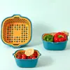 Nuevo Modelo Doméstico Cocina Plástico Juego de 8 Piezas Cesta Doble Capa con Drenaje Juego de 6 Piezas Engrosada Multifuncional Cesta para Lavar Frutas y Verduras