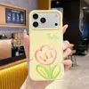 Ventas directas del fabricante: Funda de teléfono de silicona líquida floral de tulipán simple estilo coreano para iPhone 18 Pro Max, producción y venta al por mayor