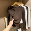 Camiseta de manga larga para mujer con escote asimétrico y diseño recortado, adecuada para primavera, otoño e invierno, se puede usar como capa exterior o como una elegante capa interior, disponible en tallas grandes