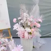 Arreglo floral de piso para boda, decoración de fila de flores rosas, flores de boda, flores artificiales, decoración de pasillo, ambientación, arte floral de escenario T