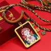Hecho a mano con arena mineral rugosa, los ocho deidades guardianas clásico tibetano thangka finamente pintado a mano amuleto de Buda del zodíaco collar colgante Gahu