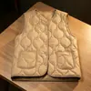Chaleco Ligero de Algodón Estilo Nuevo 2026 para Mujer, Chaleco Corto sin Cuello Otoño e Invierno, Chaqueta Redonda Talla Grande