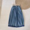 Jeans de Pierna Ancha Sueltos con Cintura Elástica y Dobladillo con Volantes, Estilo Japonés, Nuevo Otoño 2025