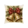Funda de Almohada Estampada Navideña Vintage con Patrón de Reno y Campana Funda de Cojín Cuadrada para Decoración Festiva del Hogar Tela Suave Decoración