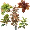 Planta de simulación decoloración madera rociado hoja de baniano dorada hoja multicolor verde rosa planta de simulación pared material de emparejamiento viga de planta verde