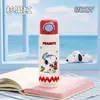 Taza térmica de doble pared de Snoopy, elegante y portátil, con popote, adecuada para niñas, niños y estudiantes para usar en la escuela, y diseñada para ser resistente a caídas