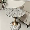 Mesa Lateral de Sofá de Pizarra de Lujo Ligero, Mesa de Café Pequeña, Mesa de Esquina para Sala de Estar, Mesa Redonda Pequeña Móvil Moderna Simple para Balcón, Mesa de Noche
