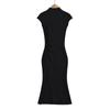 Estilo europeu e americano fenda lateral meia gola alta vestido feminino verão nova spice girl sexy slim-fit emagrecimento quadril mid-length vestido