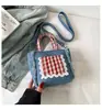 Bolso Cruzado de Tela Floral Multicolor con Lazo de Diseño de Nicho Coreano Bolso de Cubo Dulce y Elegante para Llevar en la Mano Moderno