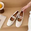 Zapatos Mary Jane Planos de un solo zapato para mujer con un solo zapato Cien Lazos Nuevo de Verano Con 2026 Temperamento de una palabra Punta Cuadrada Falda