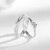 Anillo de pareja con diseño original de campana de plata 999 Niche Mori Ins, joyería de plata de ley que combina con todo.