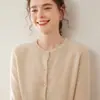 Suéter de Cachemira para Mujer Bai Cai Rong Otoño/Invierno 2026, Cárdigan Raglán, Diseño Versátil, Tejido de Lana