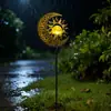 Luminárias Solares de Ferro Fundido Transfronteiriças com Design de Sol e Lua para Decoração de Jardim, Gramado e Ambiente Externo