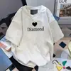 Camiseta de Verano Nueva Estilo Coreano Manga Corta Holgada Versátil Casual para Mujer Hombre Cómoda Top de Media Manga Juvenil Ins