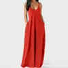 Vestido Longo Feminino Europeu e Americano Novo de Verão Slim Fit Emagrecedor Corredor Cor Sólida Vestido de Alça