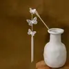 Grampo de Cabelo Estilo Étnico com Franjas Geométricas Vazadas, Grampo de Cabelo Moderno com Gotejamento de Óleo em Formato de Gota d'Água, Acessório de Cabelo Hanfu para Mulheres
