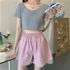 Shorts para Mulheres Ins Verão Novo Cor Doce Estilo K Popular Linha A Cintura Alta Slim Solto Versátil Casual Calças de Perna Larga