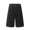 Calça Jeans de Cintura Média Reta Solta Masculina, Shorts Jeans com Dobra, Design de Rua Americano Transfronteiriço, Senso de Design de Nicho