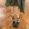 Botas de jinete para mujer estilo mismo de Uva Mamá, de 4 cm de altura, con cuero patchwork y hebilla, botas altas de diseño convertible y tacón grueso, con dobladillo festoneado.