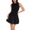 Ropa Femenina Transfronteriza Europea y Americana Amazon Punto Tejer Costura Casual Estilo Hepburn Elegante Negro Sin Mangas Vestido Capullo