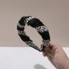Diadema de ala ancha con estampado de leopardo retro simple de estilo coreano, diadema plisada con sinuoso, parte superior de cráneo alto, accesorios para el cabello populares para mujeres.
