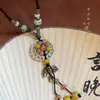 Collar de Cerámica Retro Estilo Bohemio para Mujer, Nuevo Estilo Chino, Estilo Étnico Exótico, Accesorio de Cadena Larga de Punto de Gama Alta