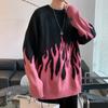 Tricô Jacquard Chama Hip-Hop Masculino Estilo Hong Kong Ins Marca Tendência Estilo Preguiçoso Suéter para Casal Outono e Inverno Tricô Largo Top