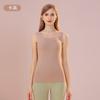 Outono e inverno camelo veludo remendo sem costura colete térmico feminino gola redonda top interno justo pele-nutritiva cashmere base roupa íntima