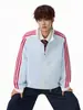 Chaqueta Deportiva Americana de Tres Rayas Otoñal Estilo Universitario Sudadera con Raya de Gofre para Hombres y Mujeres Cuello Alto Chaqueta Casual de Moda