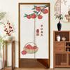 Cortina de Puerta con Temática de Caqui Estilo Chino Nuevo, Cortina Divisoria para Entrada del Hogar, Baño y Cocina, Media Cortina sin Taladro