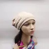 Gorro de Lana para Mujer Estilo Coreano Nuevo Estilo Europeo y Americano Gorro de Punto Peludo Moda Gorro Plegado Gorro para el Postparto de Mujer para Calentar