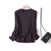 Top de punto básico cómodo para Otoño e Invierno, tacto piel, Lyocell Tencel Lana, cuello redondo, manga larga, camiseta interior