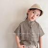 Ropa de Verano Nueva para Niños 2026, Ropa de Verano para Niñas, Camisa de Manga Corta a Cuadros de Lino y Algodón Estilo Coreano 122289