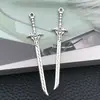 20 Espadas Retro de Plata Antigua Mixtas, Espadas de Caballero, Espadas del Oeste, Espadas Largas, Colgantes de Aleación de Zinc, Materiales para Accesorios de Joyería DIY
