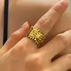 Anillo Abierto Vintage Doble Cara Sonriente del Sol, Estilo Europeo y Americano, Anillo Único de Banda Ancha Dios Sol, Joyería Ajustable de Acero Inoxidable